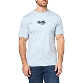 Karl Lagerfeld Men's Pullover Short Sleeve Race Stripe Logo T-Shirt