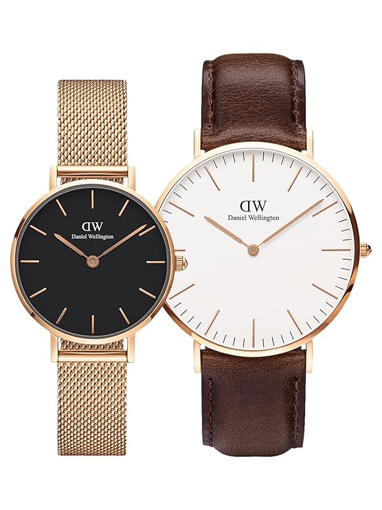 Classic Bristol and Classic Petite Melrose Black Couple Watch Combo