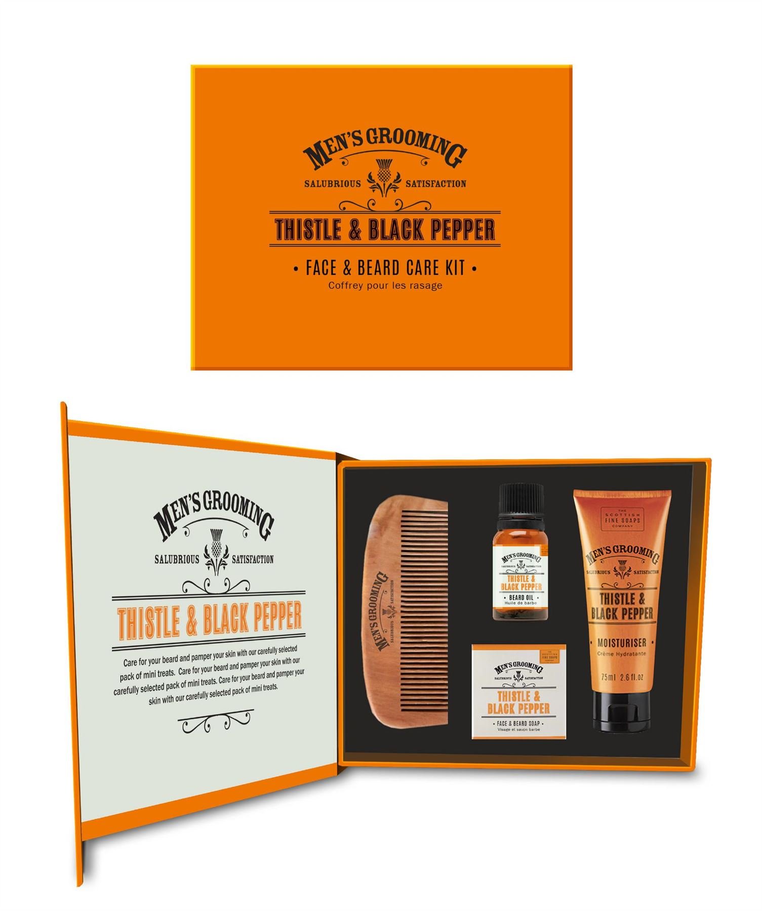 Scottish Fine Soaps Thistle & Black Pepper Face & Beard Care Kit