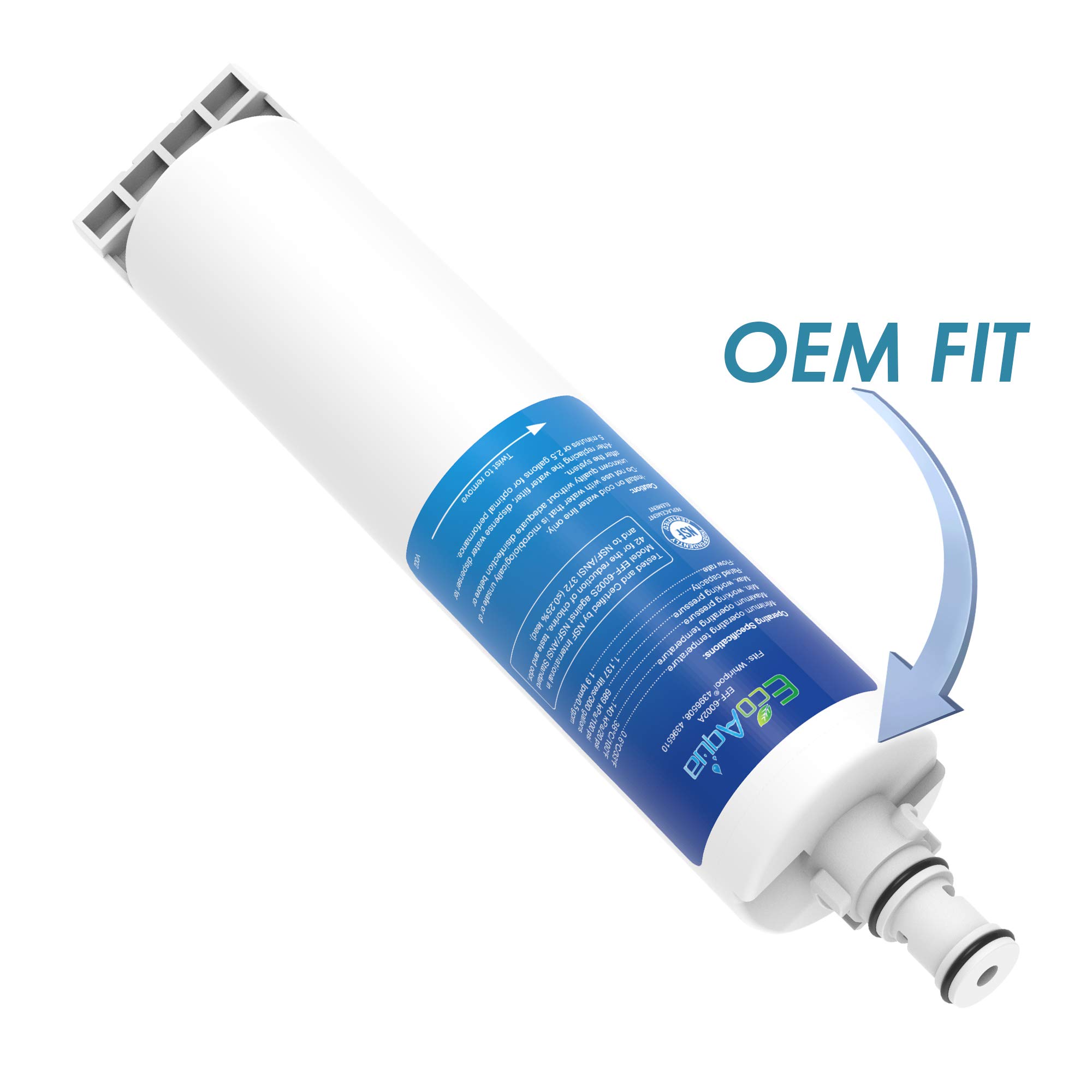 EcoAqua EFF6002A Replacement Filter, Compatible with Whirlpool 4396508