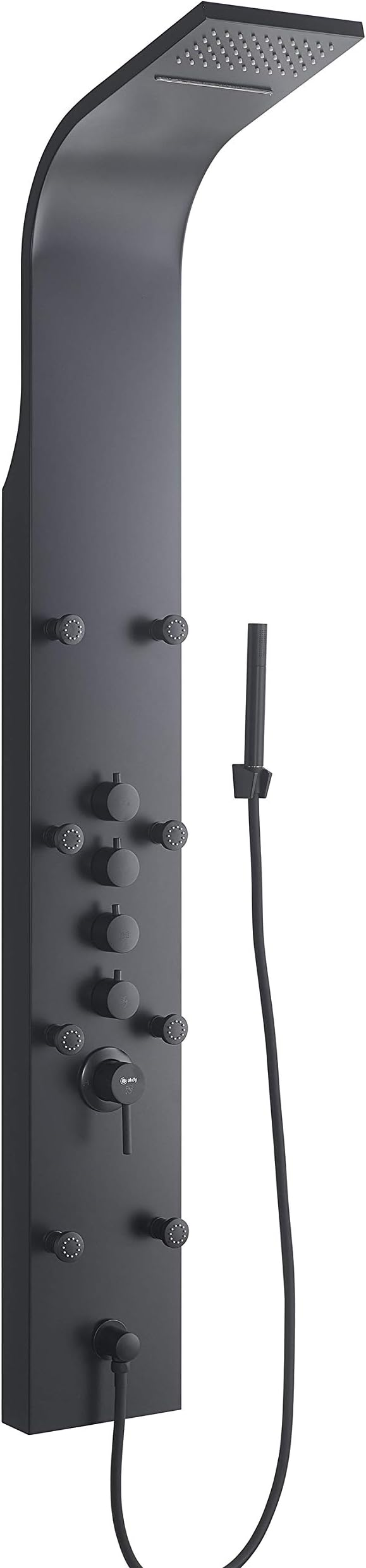 65 In 8 Jet Shower Panel System With Rainfall Waterfall Shower Head And Handheld Shower Wand Black Painted Stainless Steel Amazon Com