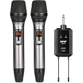 SGPRO SG-14 Dual Wireless Handheld Microphone Set with Compact Receiver | Mute function, Battery indicator, Singing, DJ, speech, classroom, church and home karaoke