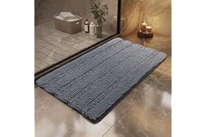 SONORO KATE Bathroom Rugs,Non Slip Bath Mat, Extra Soft and Ultra Water Absorbent Bath Rugs, Fast Dry Thick Plush & Machine Washable Bathroom Mats for Bathroom, Shower, and Tub (Dark Grey,32" x 20")