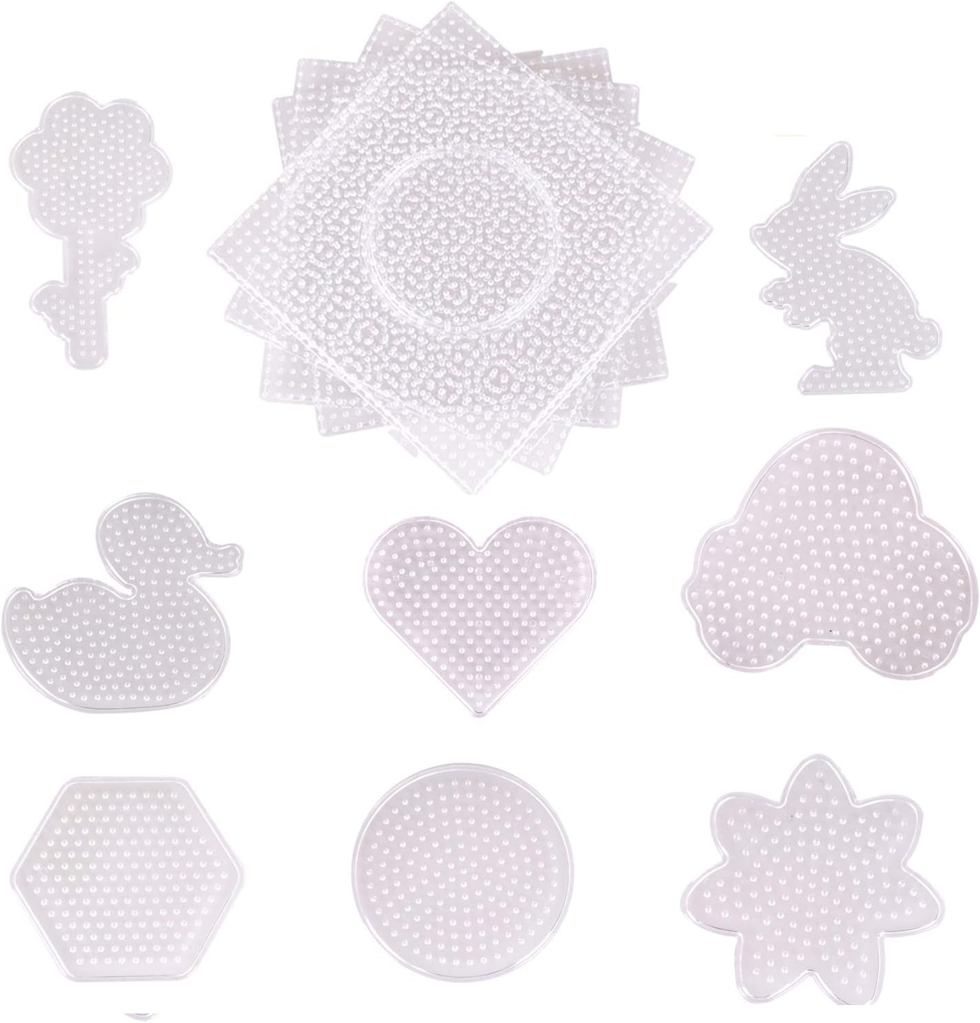 LOCOLO 5 mm 12 Pieces Large Square Fuse Beads Boards Clear Plastic Pegboards for Kids Craft Beads