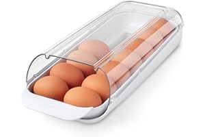 YouCopia FridgeView Rolling Egg Holder, BPA-Free Stackable Eggs Organizer with Removable Tray for Refrigerator Storage