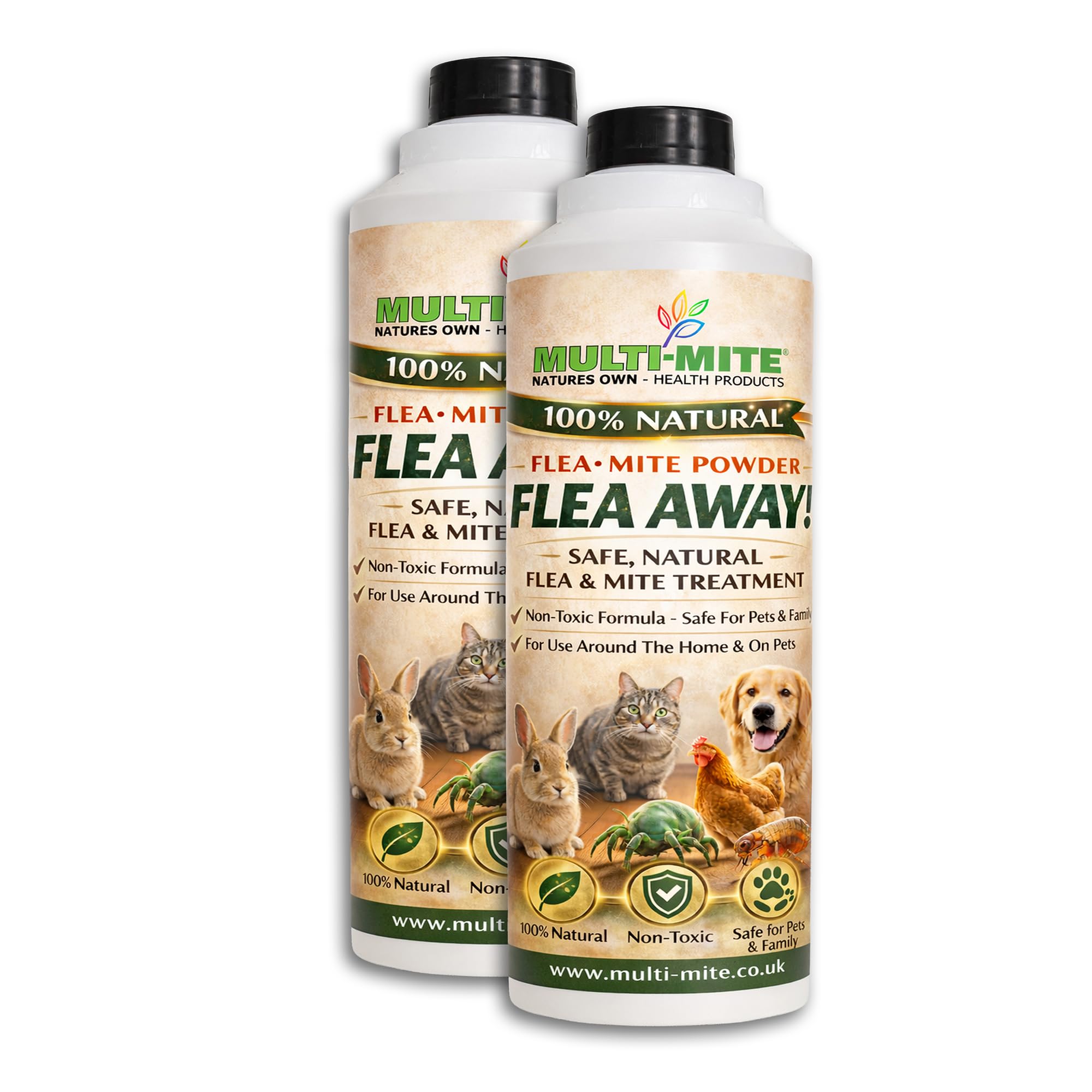 FLEA Powder for Animal & Home Use Flea-Away - TWIN PACK 2 x 400Gram Shaker - Multi-Mite® -
