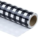 WRAPAHOLIC 30 Inch Plaid Wrapping Paper Roll - Black and White Plaid Design for Birthday, Holiday, Party, Wedding, Baby Shower Packing - 30 inch x 33 feet