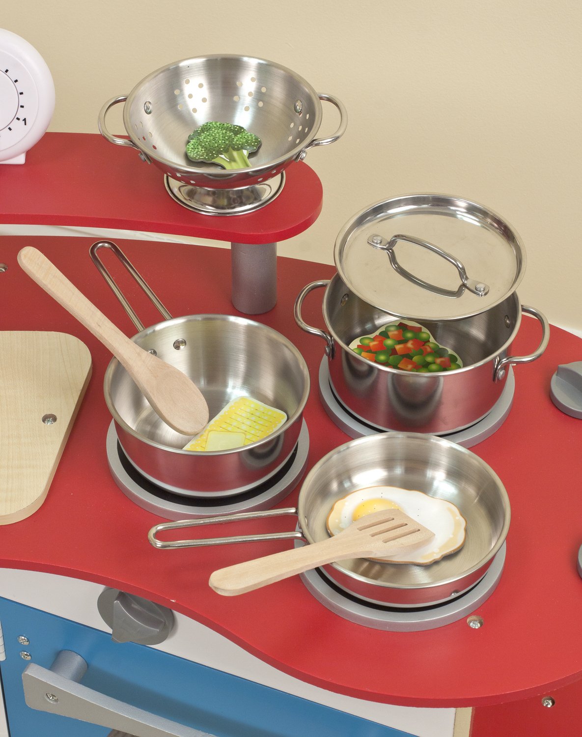 Melissa Doug Stainless Steel Pots and Pans Pretend Play Kitchen Set for
