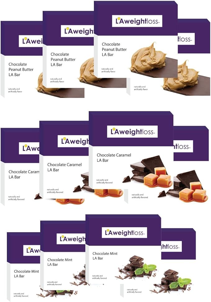 LA Weight Loss Bars Chocolate Peanut Butter, Chocolate Caramel, Chocolate Mint