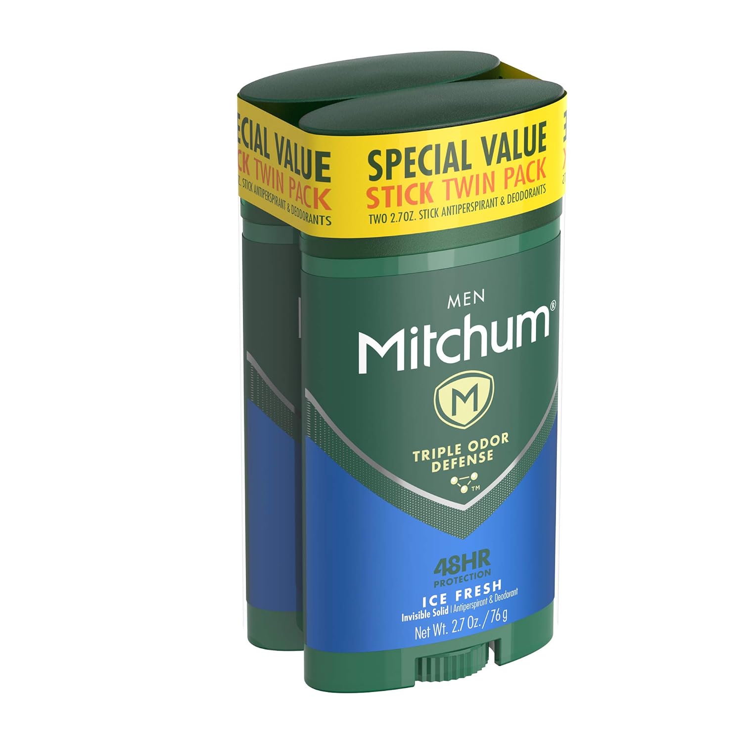 Mitchum Antiperspirant Deodorant Stick for Men, Triple Odor Defense Invisible Solid, 48 Hr Protection, Dermatologist Tested, Ice Fresh, 2.7 oz (pack of 2): Beauty
