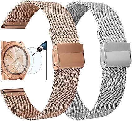 CAGOS Compatible Samsung Galaxy Watch Active 2 40mm/44mm Bands, 20mm Stainless Steel Bracelet Strap for Samsung Galaxy Watch 42mm/ Garmin Vivoactive ...