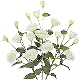 34.5" White Artificial Flowers Silk Fake Flower 3Pcs Eustoma Lisianthus Flowers with Long Stem Faux Flowers Arrangement Branch with 4 Heads for DIY Wedding Party Centerpiece Bouquet Table Home Decor