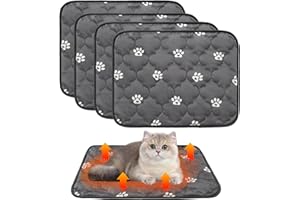 BINGPET 4 Pcs Self Warming Cat Bed for Indoor/Outdoor Cats,Warm Thermal Self Heating Cat Mat Dog Crate Pad with Anti-Slip Bottom Washable,Cozy Cat Dog Pet Heating Pad Blanket for Kitten Puppy 19"×28"
