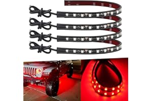 Keiurot 12V Led Light Strip 32CM Waterproof LEDs Light Strips for Cars Motorcycles Golf Cart Interior & Exterior Marine Boat Red Led Strip Lights 5050 18SMD,Pack of 4