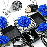 cdco Preserved Real Rose with Heart Necklace – “I Love You” in 100 Languages, Forever Romantic Anniversary Valentines Day Gifts for Her, Women, Wife, Girlfriend