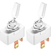 DaierTek Heavy Duty 50 Amp 12V Toggle Switch Automotive 2 Position ON Off Rocker Switch SPST 2 Pin Metal Chrome Plated Screw Terminal (2pcs)