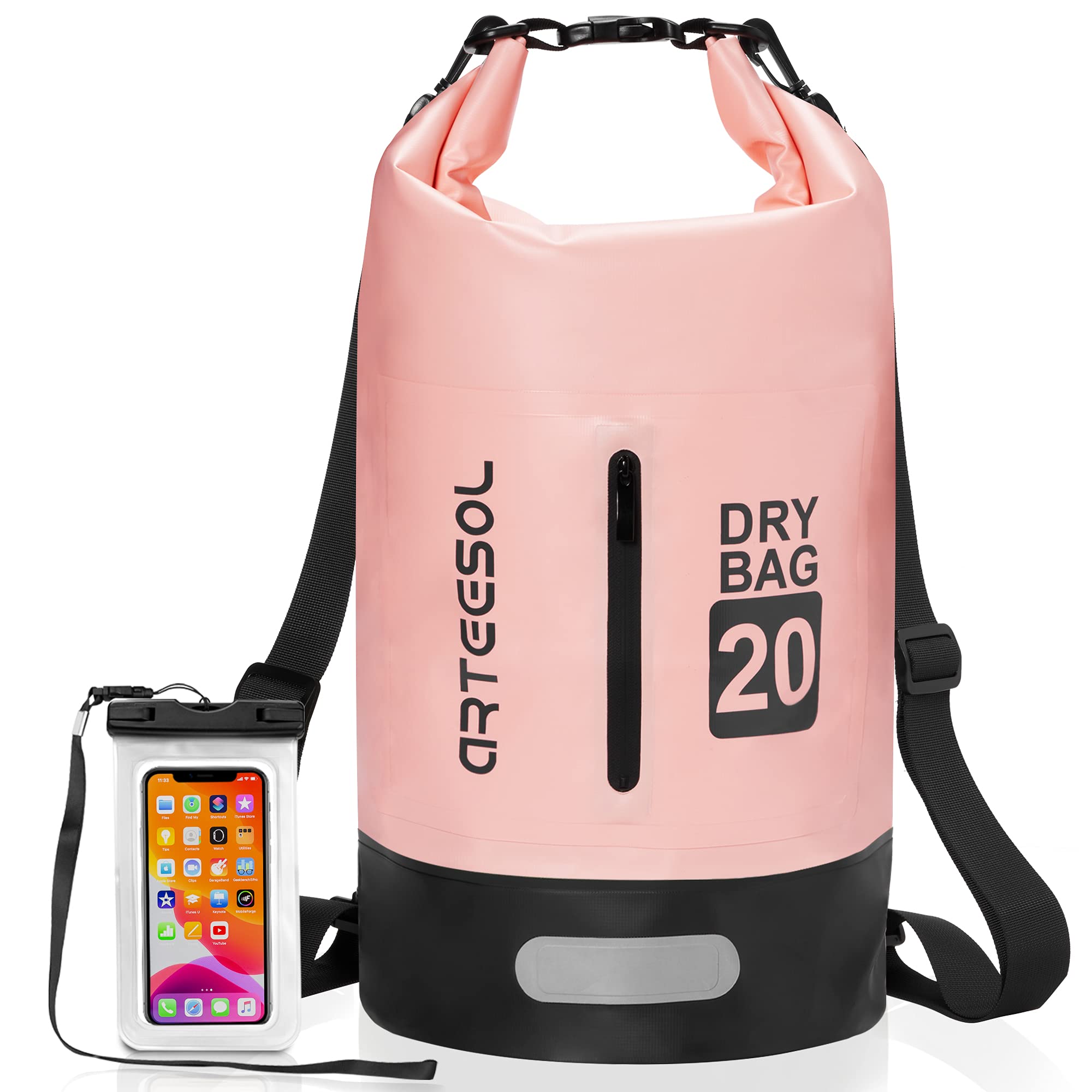 Blackace arteesol Dry Bag 5L/10L/20L/30L Wet Bag Waterproof Bag with Phone Pouch Double Shoulder Strap Backpack for Travelling Fishing Cycling Kayaking Swimming Boating Beach