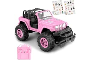 NQD RC Cars with DIY Sticker, 1:16 Scale Pink Remote Control Car for Girls, 80 Min Play 2.4Ghz Jeep RC Trucks, Little Girl Toys Birthday Xmas for 3 Years Old and Up