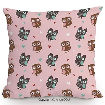 Amazon Com Angeldou Pillow Cotton Linen Cushion Lovely Owls With