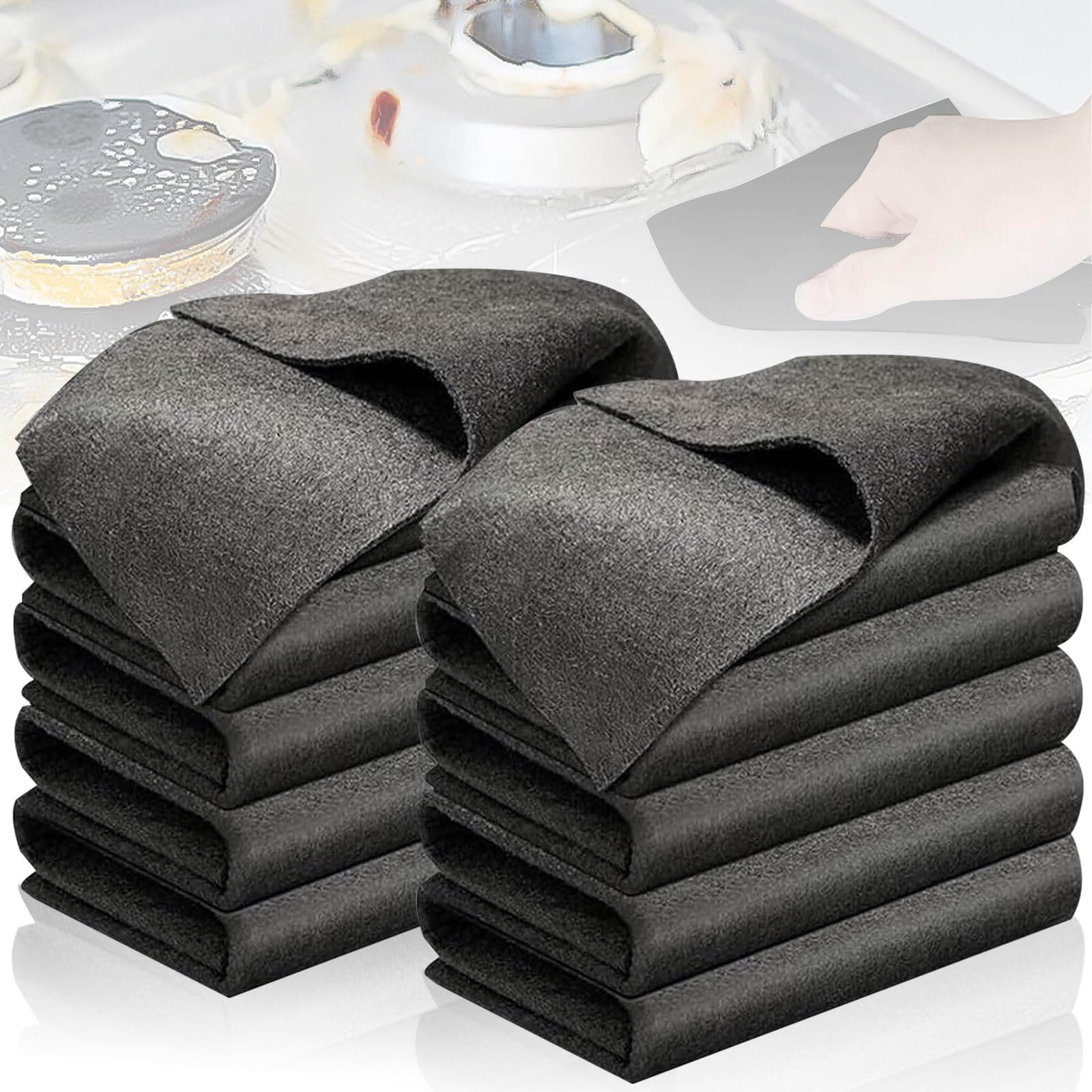 Photo 1 of 10PCS Thickened Magic Cleaning Cloth,Bsorbent Magic Cleaning Glass Cloth,Reuseable Streak Free Magic Fiber Microfiber Cleaning Cloth for Kitchen, Window, Glass, Cars (Black)