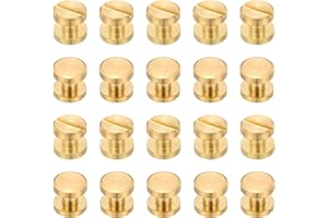 PATIKIL Chicago Screws, 20 Sets M4x3mm Brass Polishing Chicago Screw Binding Post Screw Rivets for Leather Belt Scrapbook Photo Albums, Gold