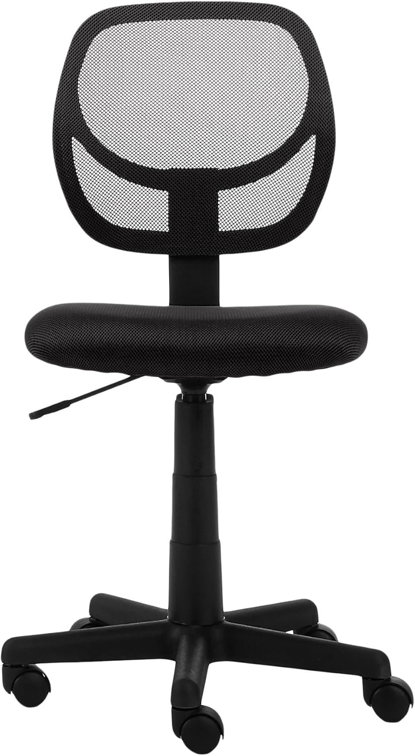 Basics Low-Back, Upholstered Mesh, Adjustable, Swivel Computer Office Desk Chair, Black: Furniture & Decor