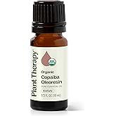Plant Therapy Organic Copaiba Essential Oil (Oleoresin), 10 mL (1/3 oz), 100% Pure, USDA Certified Organic, Undiluted, Aromatherapy for Diffuser & Skincare