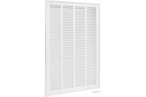 EZ-FLO 16 x 25 Inch (Duct Opening) Return Air Vent Cover for Wall or Ceiling, Solid Steel Return Air Filter Grille, HVAC Vent Cover, White, 61671