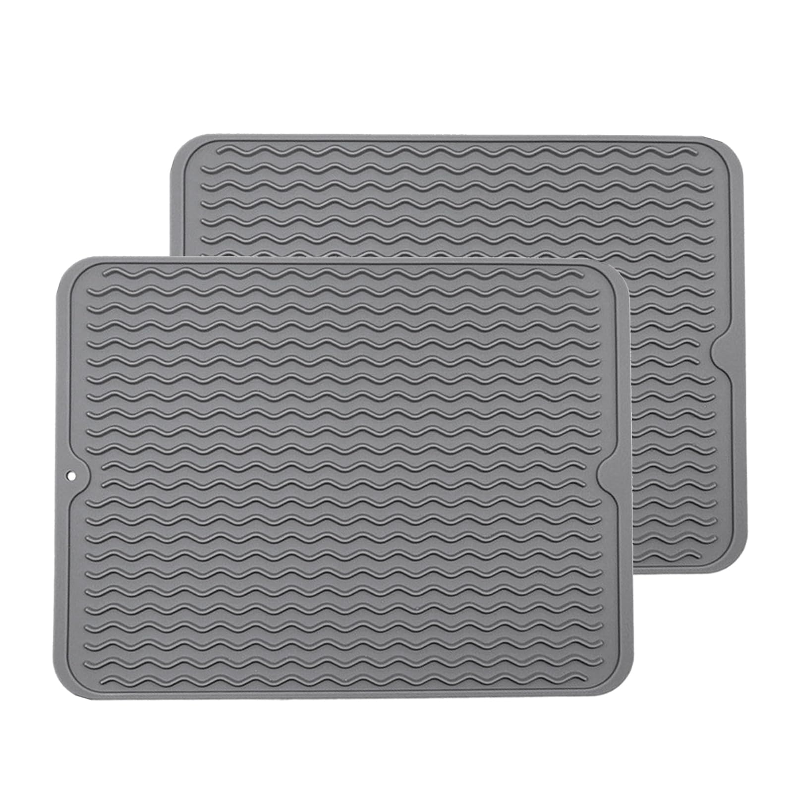 LogHog Large Wavy Silicone Hot Pads Trivet Mats Set of 2, Rubber Pot Holders Dish Drying Mat, Table Place Mat, Tableware Draining Mat, Non Slip and Heat Insulation Pads 15.7”x 11.8” — image 1