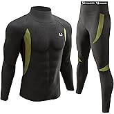 UNIQUEBELLA Men's Thermal Underwear Sets Top & Long Johns Fleece Sweat Quick Drying Thermo Base Layer