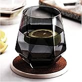 stemless glass wine glasses for whiskey cocktail wine Bourbon Brandy, glass tumblers & water glasses for Water, tea, juice, milk, coffee, milkshake, 10 oz 300 ml (black)