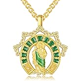 F4DEDAN Saint Jude Necklace for Men Women 925 Sterling Silver Gold St Jude Necklace Catholic Religious Gifts