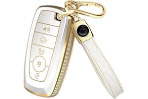 Lucrum Compatible with Ford Key Fob Cover & Leather Keychain, Keyfob Case for Bronco Explorer Edge Escape Expedition Fusion
