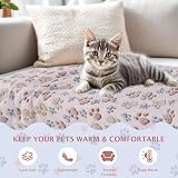BVAGSS 6 Pack Small Dog Blanket 60x40 cm Beige Paw Print Fleece view 6
