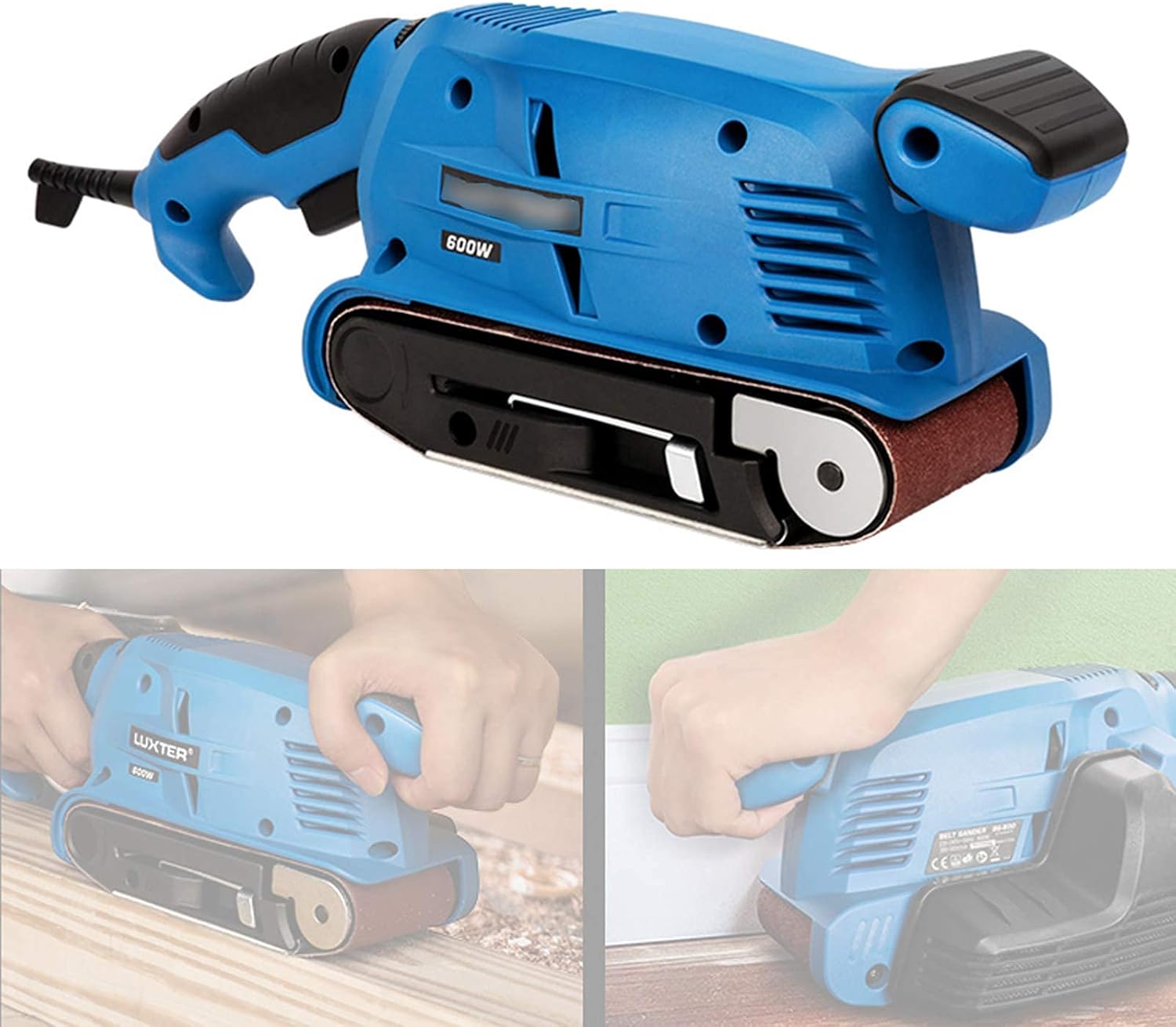 Belt Sander with 2Pcs Sanding Belts 75x457MM, Dust Extraction Box