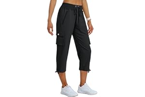 MoFiz Women's Cargo Capris Pants Loose Fit Casual Hiking Pants Lightweight Quick Dry Travel Summer Pants for Women