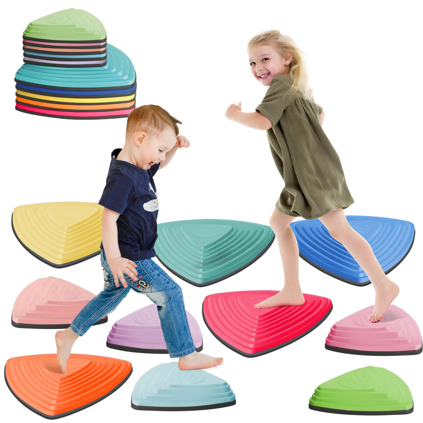 Photo 1 of Stepping Stones for Kids Non-Slip Balance River Stones Toys Promoting Children's Coordination Skills Obstacle Courses Sensory Toys for Toddlers Indoor & Outdoor?Colorful 10 pcs ?