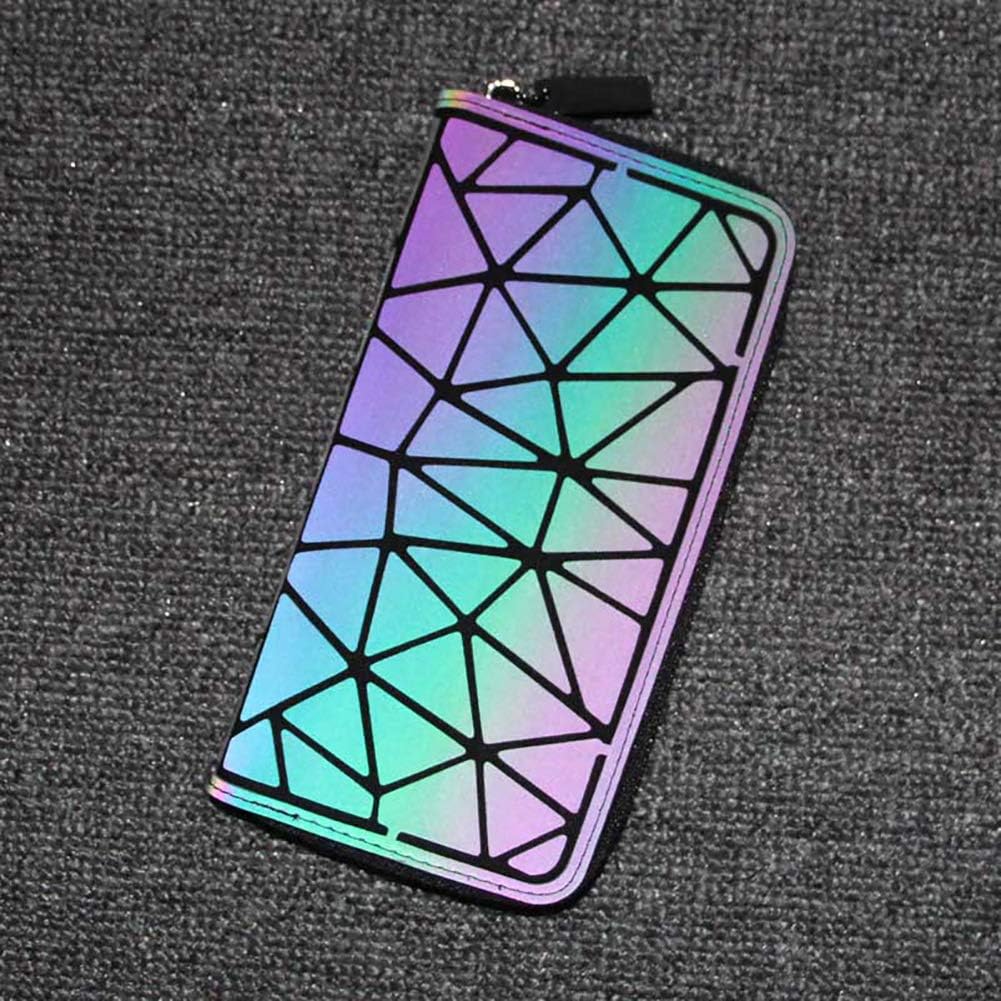 RANSUU Geometric Long Wallet and Purse Fashion Luminous Lattice Zip Purse Clutch for Women NO.2 - Image 5