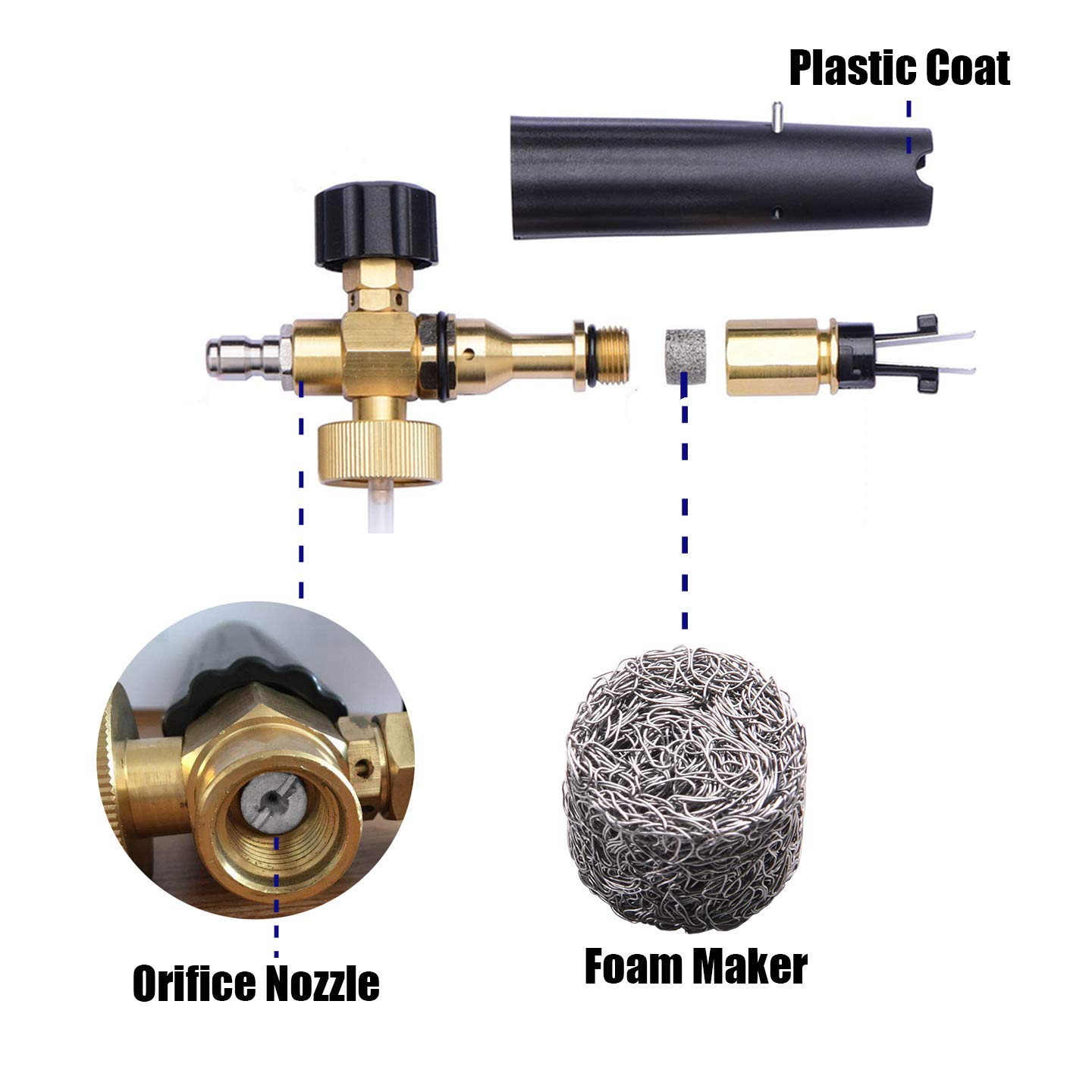 Tool Daily 1.1 mm Orifice for Foam Cannon and Foam Maker, Replacement Thread Nozzle and Mesh Filter for Snow Foam Lance, 3000 PSI