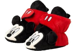 Disney Baby Boys' Mickey Mouse Booties - Soft Fleece Slipper Socks (Newborn/Infant)