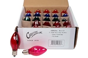 Creative Hobbies® Box of 25 Colored Light Bulbs, Random Blinking, 7 Watt, C7 Candelabra Base -Great for Night Lights and Christmas Strings