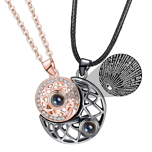 Promise Necklace for Him Couple Necklace Matching Sun and Moon