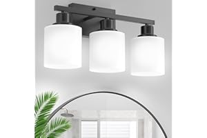 Black Bathroom Lights Over Mirror, Anti-Rust Vanity Light Fixture for Bathroom, Modern 3-Light Wall Sconce Light for Living R