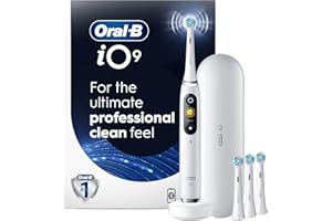 Oral-B iO Series 9 Electric Toothbrush with 4 Oral-B Replacement Brush Heads, White Alabaster