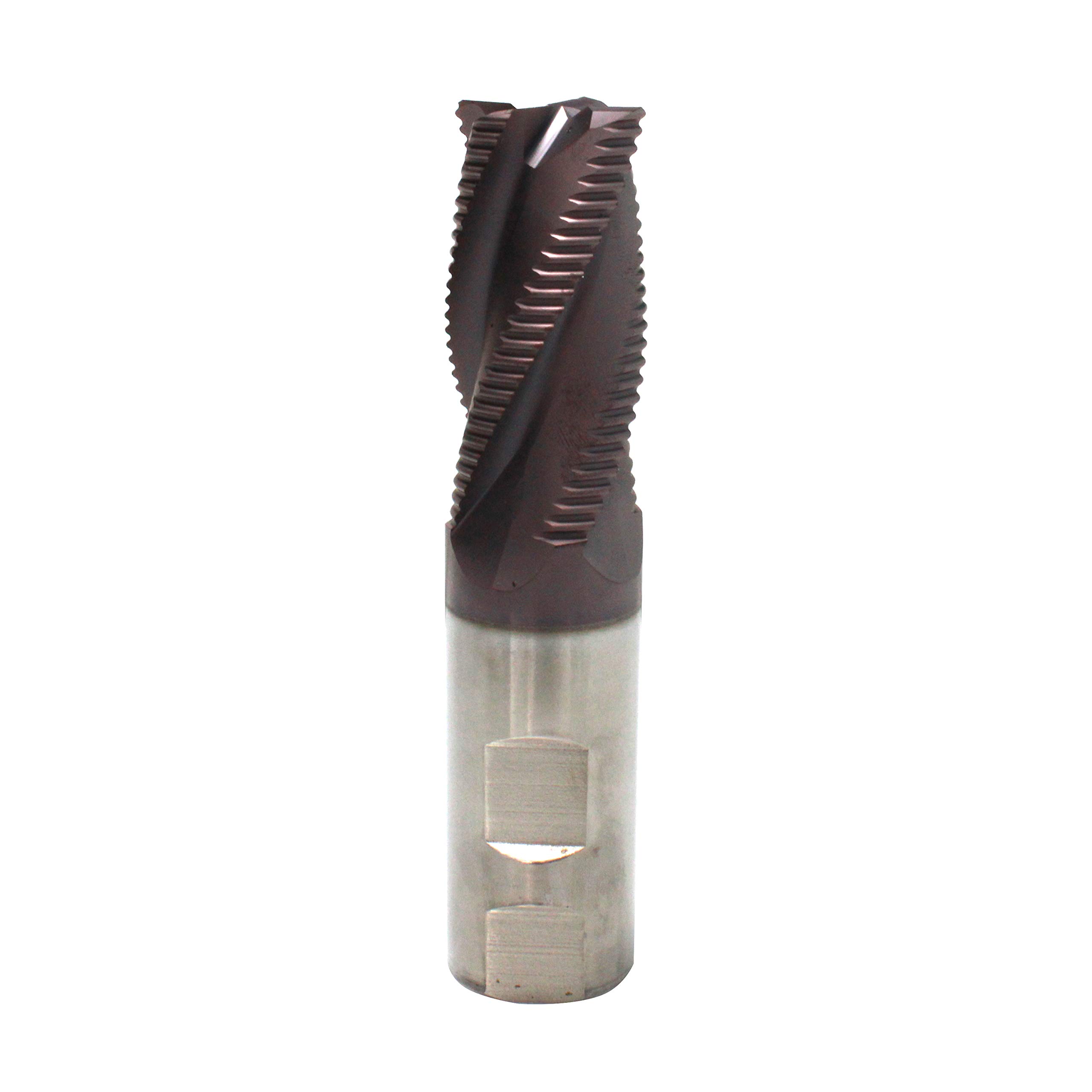 HFS (R) Industrial Tools Standard Tooth M42 8% Cobalt Tialn Roughing End Mill,1IN (25MM) Shk Dia, 1IN(25MM) Flt Length, 4.5IN(114MM) Oal, 4 Flute