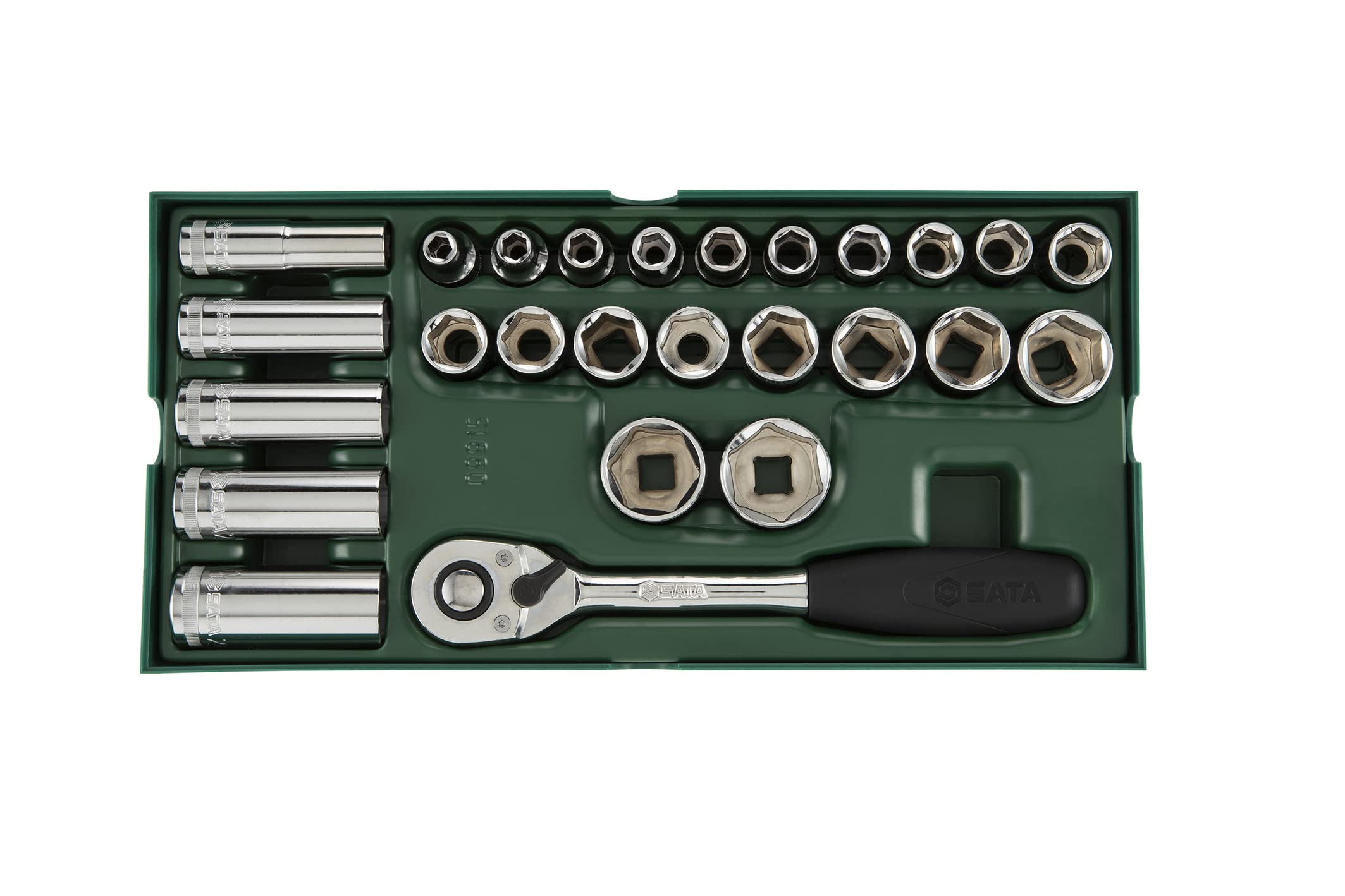 SATA ST09915SJ 26 Pieces 1/2” Drive 6 Point Metric Socket Tray Set