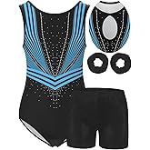 MOLLDAN Girls Gymnastics Leotard Athletic Biketard Unitard Tumbling Activewear Outfits for kids(No diamond)