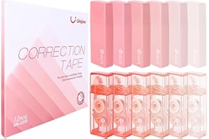 Unjoo White Correction Tape, Easy To Use Cute Applicator for Instant Corrections, For school, Office Workers (Gradient Pink, 5M/196" x 0.2",12pack)