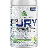 Core Nutritionals Fury Platinum Pre Workout Intensifier with 375mg Caffeine, 5G Creatine Monohydrate, 6G L-Citruline for Maximum Pump, Power, Focus and Energy, 20 Servings, (Green Apple Candy)