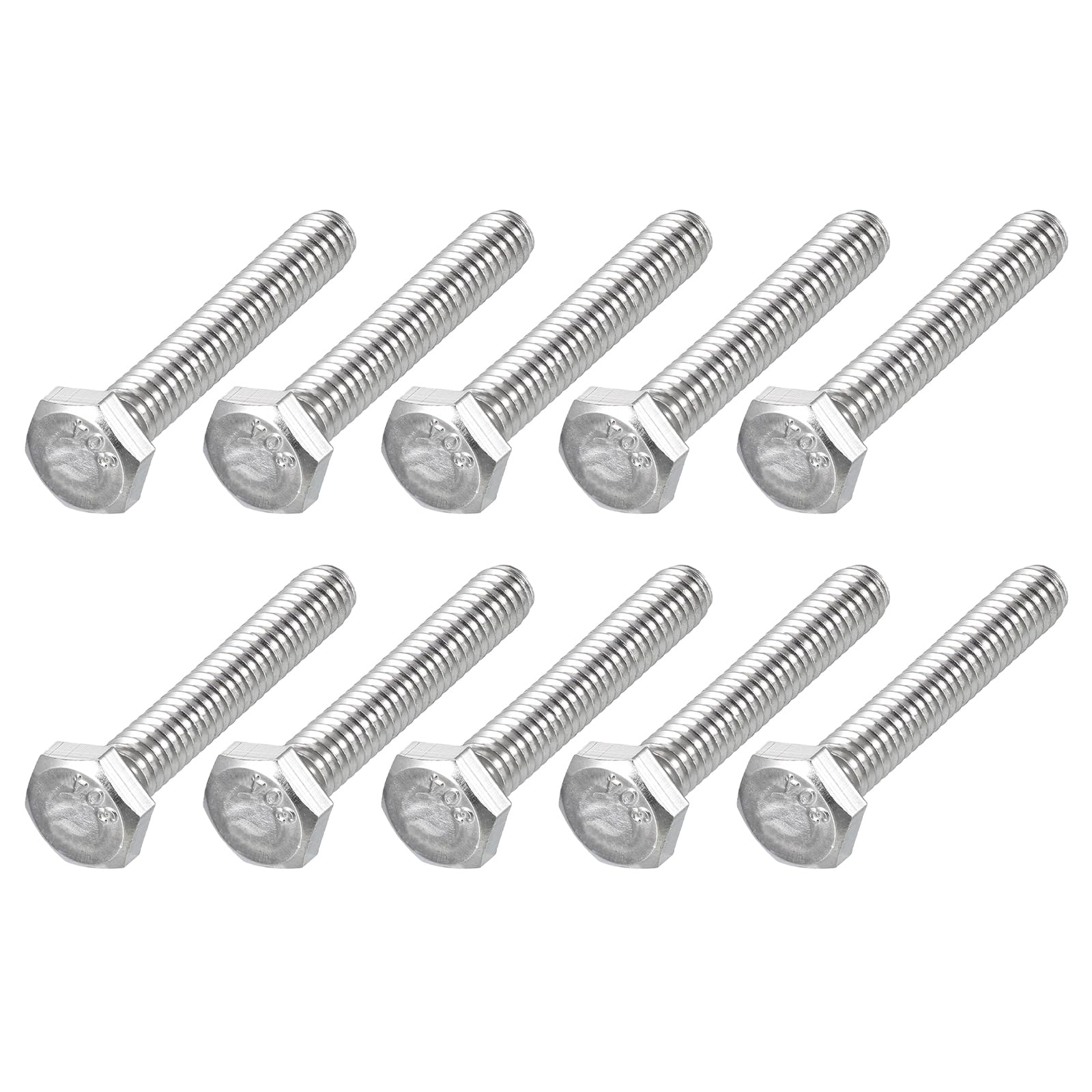 METALLIXITY Hex Head Bolts (1/4-20 x 2-3/8") 10Pcs, 304 Stainless Steel 18-8, Fully Threaded, External Hex Drive, Plain Finish, Hex Head Screw Bolt, Silver — image 1